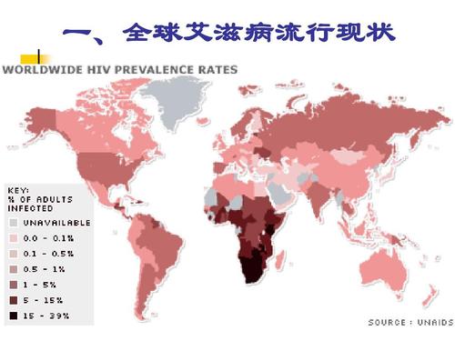 艾滋病全球分布图